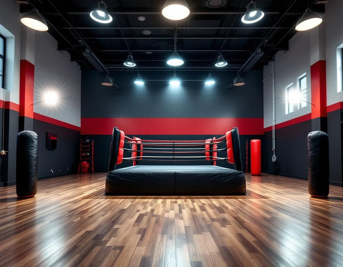 Main training area with boxing ring