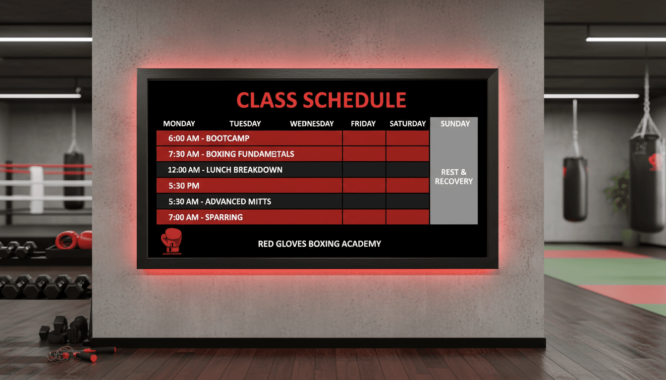 Boxing class schedule at Noxcuse Boxing